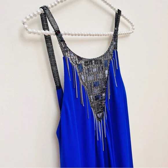 100% Silk Beaded Maxi Dress BCBG MaxAzria - Picture 5 of 11